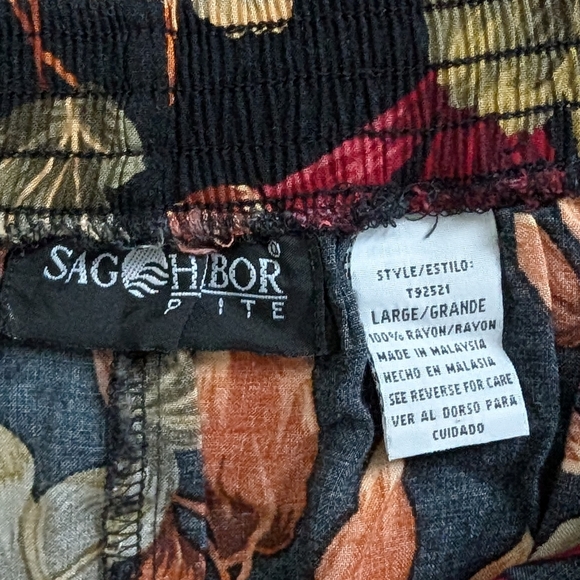 Sag Harbor Petite Vintage Black Green Orange Floral A-Line Midi Skirt Size Large - Picture 3 of 7